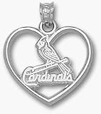 St. Louis Cardinals One Bird Heart Pendant - Sterling Silver Jewelry