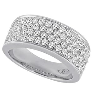 14k 1.20 Dwt Diamond White Gold M. Pave Band Ring - JewelryWeb