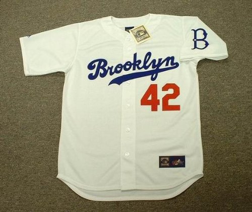 JACKIE ROBINSON Brooklyn Dodgers 1955 Majestic Cooperstown Throwback Baseball Jersey, Large