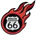 Flaming Route 66 Embroidered Patch Fire Iron-On Highway Road Sign Biker Emblem