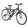 Rex Jungen Fahrrad Full-suspension-ATB , 21 Gang, glanzschwarz/signalorange, Rahmenh�he: 38 cm, Reifengr��e: 24 Zoll (61 cm), 1036
