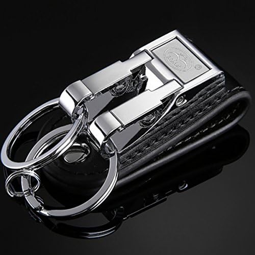 Fencher Leather Valet Key Chain with (6 Detachable Key Rings and Gift box) Belt Keychain Black