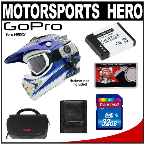 GoPro HD Motorsports Hero Video Still Digital Camera Waterproof Housing with 32GB SD Card Battery Case Accessory Kit