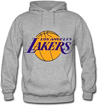 QILEI Fashion Printing Customized L.A.Lakers Men's Classic Hoodie Sweatshirt X-Large Gray