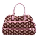PDS2523 Travel Duffle Bag Brown Pink Polka Dots