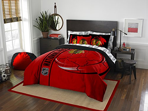 NHL Chicago Blackhawks Soft and Cozy Full Bed in a Bag (7 Piece), Red, Full Size
