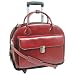 Ladies Leather Detachable Laptop Case on Wheels with Removable Sleeve - Red