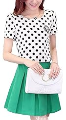 General Print Pleated  Chiffon/Linen  Dress With Pearls