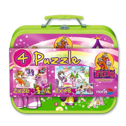 Noris Spiele 606037346 - Filly Unicorn Puzzlekoffer 4 Puzzles Preisvergleich