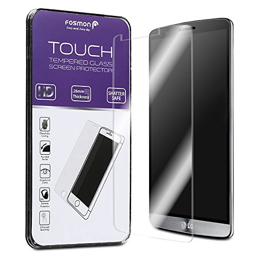 Fosmon TOUCH Crystal Clear 0.26mm Shatter Proof Tempered Glass Screen Protector Shield for LG G3 - 1 Pack