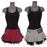 Hell Bunny Essa Dogtooth Mini Skirt - Pink or White