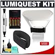 LumiQuest Pocket Bouncer Flash Diffuser + Cinch Strap + Batteries + Accessory Kit for Canon 220EX 270EX 430EX 580EX II, Nikon SB-400 SB-600 SB-800 SB-900, Olympus FL-20 FL-36 FL-50, Pentax AF-360FGZ AF-540FGZ Flashes