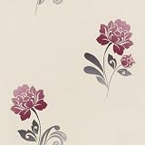 Rasch 203233 Papiertapete Blumen als Panel beige-rot