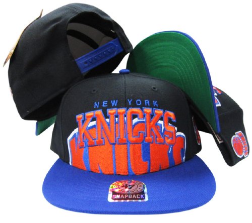 New York Knicks Black/Blue Big Logo Snapback Adjustable Plastic Snap Back Hat / Cap
