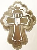 Stainless Steel Solar Light Cross - 16 Inch Wind Spinner, Silver