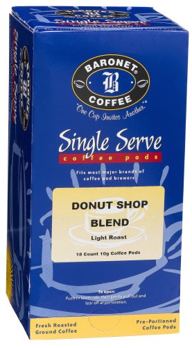 Baronet Coffee Donut Shop Blend Coffee Pods, 18-Count Boxes (Pack of 4) by Coffee Pods