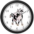 Holstein Cow Cartoon - front angled view Animal Wall Clock by WatchBuddy Timepieces (Black Frame)
