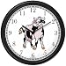 Holstein Cow Cartoon - front angled view Animal Wall Clock by WatchBuddy Timepieces (Black Frame)