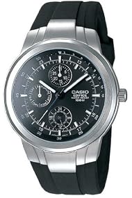 Casio #EF305-1AV Men's Resin Strap Multi Function 3 Dial Sports Watch