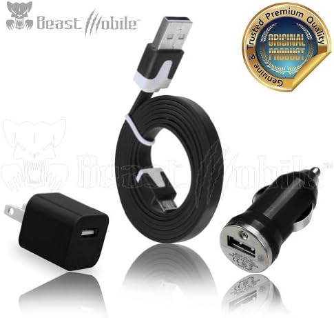 Premium Mobile 3 in 1 Charging Kit with 1 Amp 5 Watts MICRO USB to USB Charge/Sync Cable, Mini Travel Charger and Car Charger Black Designed fro use with: Charge Most USB Powered Devices and Smartphones; Including Samsung Galaxy S4, S3, S2, Galaxy Exhibit 4G, Mega 6.3, Legend, LG G2, Galaxy, Nokia Lumia 521 Kindle, HTC One, Nexus 5, 7, Droid, Motorola Razr Maxx, HD, Blackberry and more. Jet Black