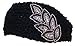 Best Winter Hats Solid Color Knit Headband W/Jeweled Leaf Bunch (One Size)