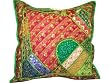 Beaded Zardozi Vintage Sari Decorative Green Floor Pillow Cushion Covers