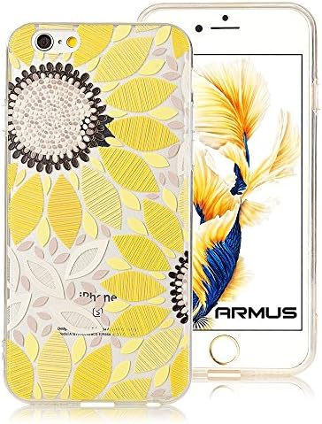 iPhone 6s plus Case, ARMUS[Floral Pattern]Premium Quality 3D UV Print Soft Flexible TPU Transparent Skin Scratch-Proof Protective Case for 5.5 inches iphone 6/6s plus (Marigold 6Plus)
