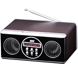 August MB110 Portable Mini MP3 Hi-Fi System with FM Radio Playing Music from SD/MMC card, USB Sticks and any Audio Player with Earphone out Jack