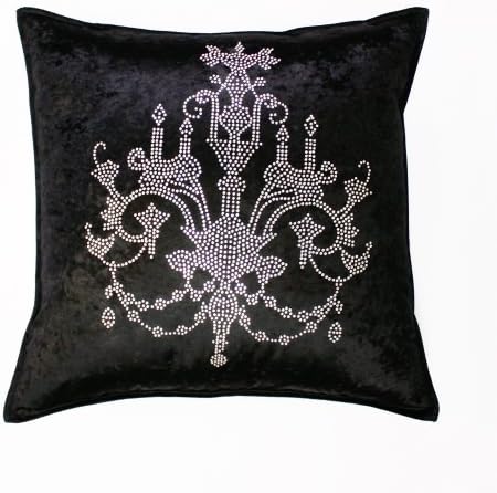 Chandeliers rhinestone Stud Velvet Pillow 19" x 19" Pair - Black