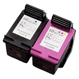 2 Pack. Refurbished cartridges for HP 60XL. Includes 1ea HP 60XL Black + 1ea HP 60XL Color.