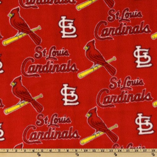 60'' Wide MLB Fleece St. Louis Cardinals Allover Red Fabric By The Yard