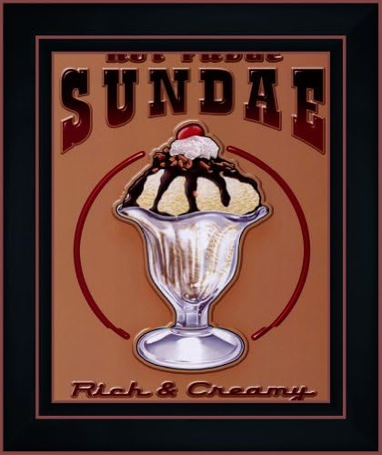 Hot Fudge Sundae by Unknown Framed Art, Size 10.75 X 12.75