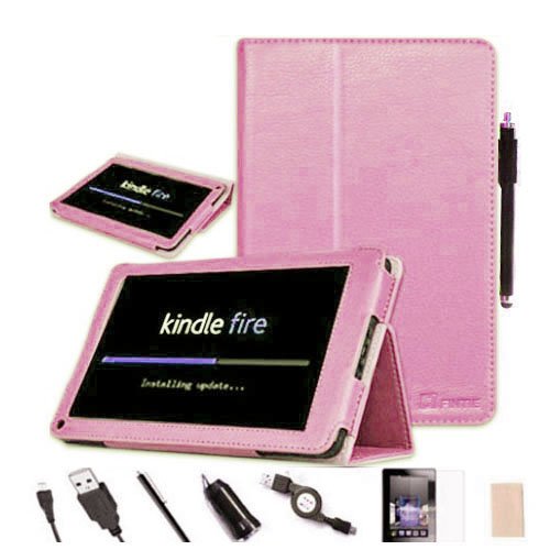 FINTIE(TM) PU Leather Folio Case Cover for Amazon Kindle Fire 7" Tablet With Stand - Baby Pink