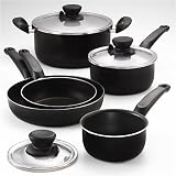 T-Fal Encore Hard-Enamel 10-Piece Cookware Set, Black