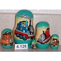 Thomas the Tank Russian Nesting Nested Stacking Doll. 5 Pieces / 4 in Tall #4.126