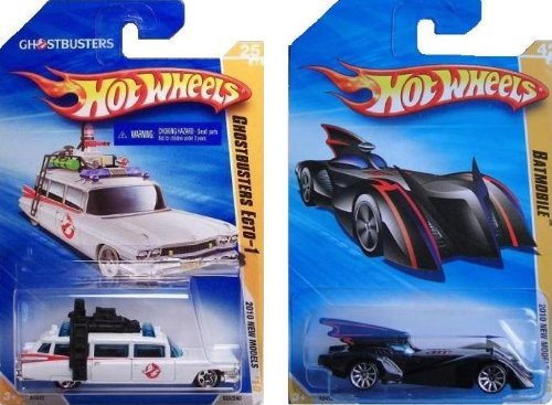 Hot Wheels 2010 New Models 2 Cars - Ghostbusters Ecto-1 and Batmobile (The Brave And The Bold)
