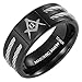 MasonicMan New Mens Black Titanium Masonic Ring Latin Engraving Inside