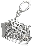 Sterling Silver Diamond Ship Charm, (0.15 cttw)