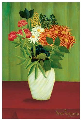 Bouquet of Flowers with Green Background Art Print Poster by Henri Rousseau