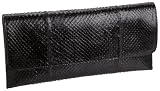 Carlos Falchi Shiny Anaconda Flat Clutch,STEEL,one size
