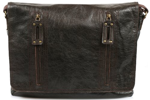 Crosby&Nash James II Vintage Messenger- und Umhängetasche Echt-Leder Braun