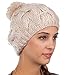 Sakkas Cable Knit Pom Pom Thick Slouch Hat