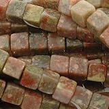 Autumn Jasper : Cube-Plain - 6mm Diameter, Sold by: 16 Inch Strand with Angel Mountain Beads Heart Charm (.625 x .570 inches)