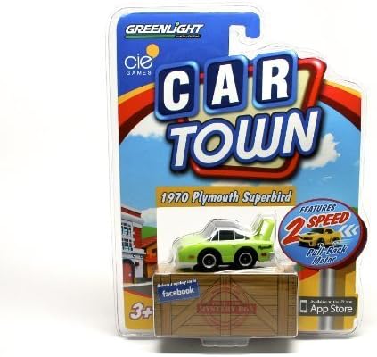 1970 PLYMOUTH SUPERBIRD (GREEN) * 2 Speed Pull-Back Motor * 2013 Car Town Series 2 Greenlight Collectibles Vehicle by Car Town