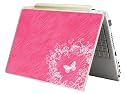 Bundle Monster Laptop Notebook Skin Sticker Cover Art Decal - 12" 14" 15" 17" - Fit HP Dell Asus Compaq - Pink Butterfly