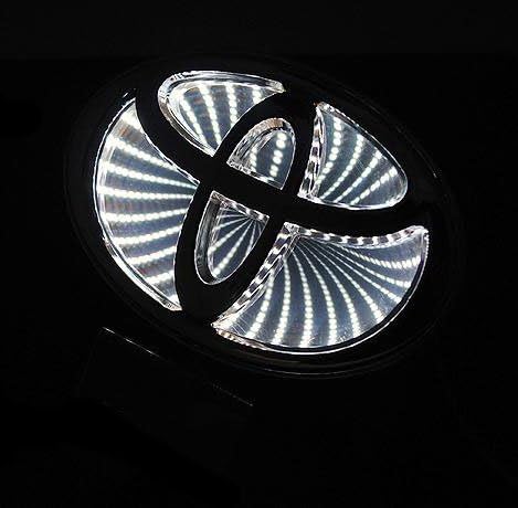 Safrone 3D LED Car Decal Tail Logo Light Badge Lamp Emblem Sticker for Toyota (14.0cm X 10cm, White)