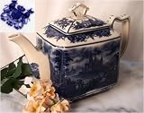 Blue & White Toile Castle Tea Pot