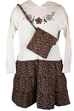 Good Lad Fall/Winter Girls Appliqued Leopard Print Hoodie Dress with Matching Purse