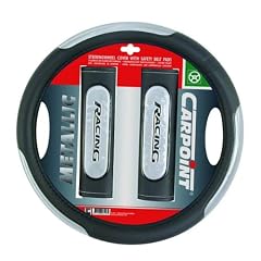 CARPOINT 2510001 Lenkradh�lle mit Gurtpolsterset schwarz/silber