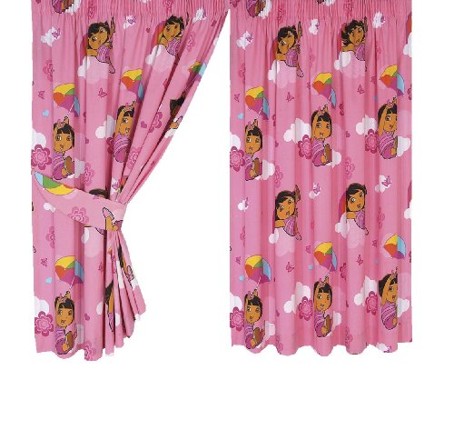 Character World Dora Rainbow Curtains with Tie Backs, 72 Inch